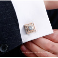 Bling Jewelry Square Rose Gold Plated Cufflinks Brass Luxury Crystal Rhinestone Suit Cufflinks